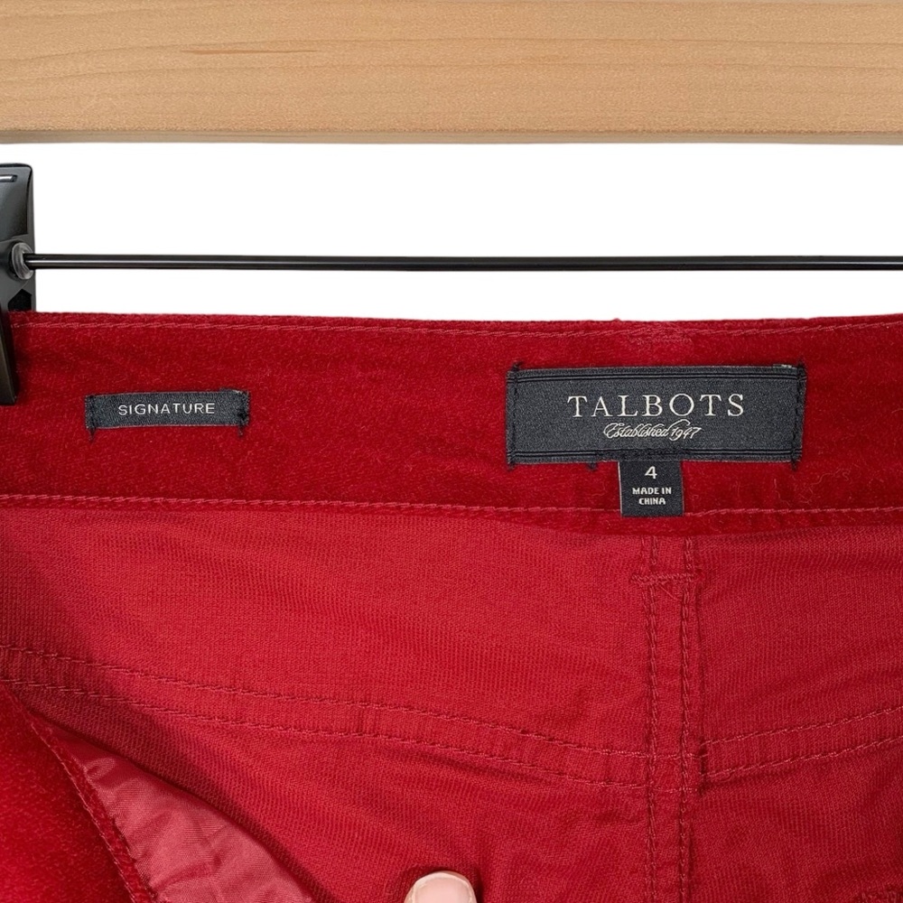 Talbots Red Velvet Straight Leg Pants (Christmas Festive Holiday Valentines) - Picture 7 of 9
